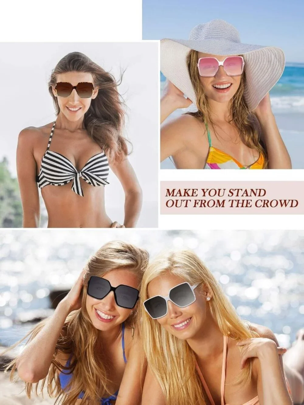 Oversized Square Sunglasses - 6 Pairs Multicolor Shades for Stylish Protection